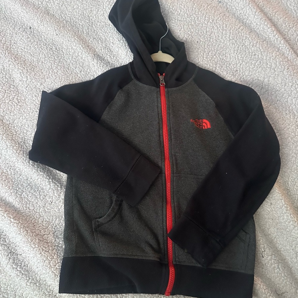 The North Face Kids Hoodie in Black‎ and Gray with Red Accents - Picture 2 of 2